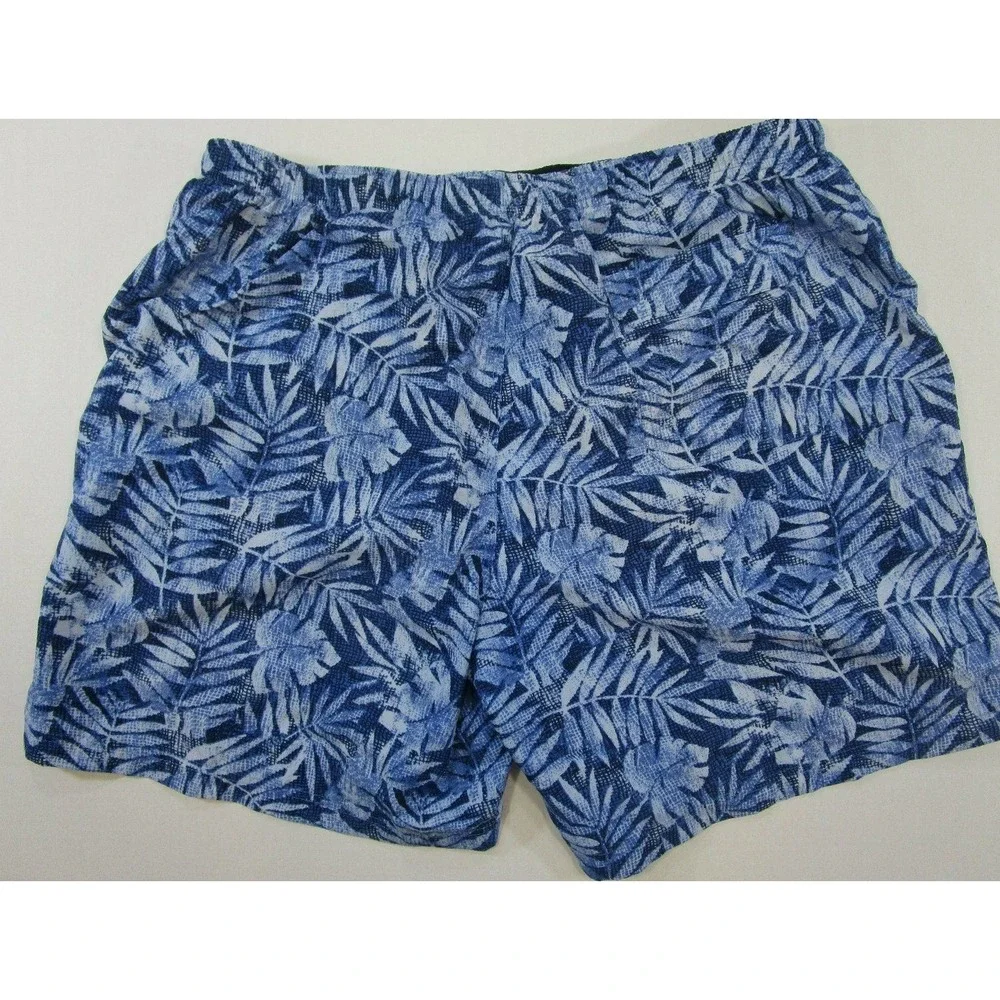 Mens LL Bean Swim Shorts Trunks Suit XXL Blue Print Nylon 38-40